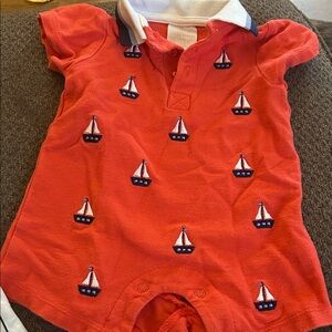 Nautical Red Sailboat Kids One Piece